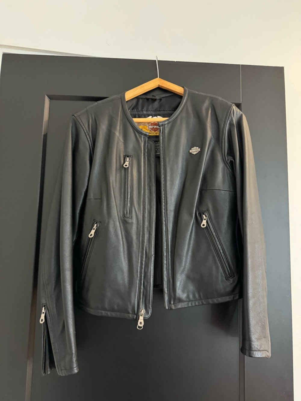 Harley-Davidson Women's Black Leather Zip Motorcycle Jacket